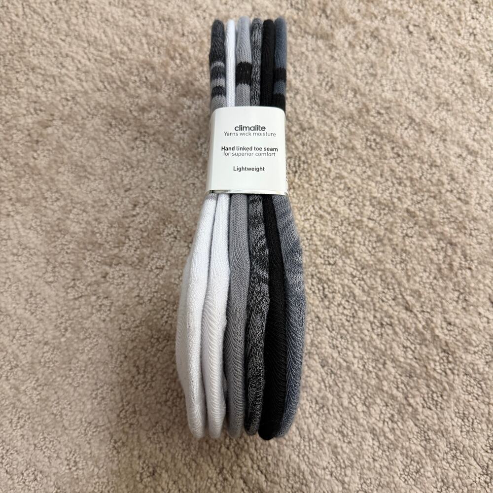 6 Pairs Adidas Womens Climalite No Show Gray Black White Superlite Sneaker Socks - Picture 2 of 4